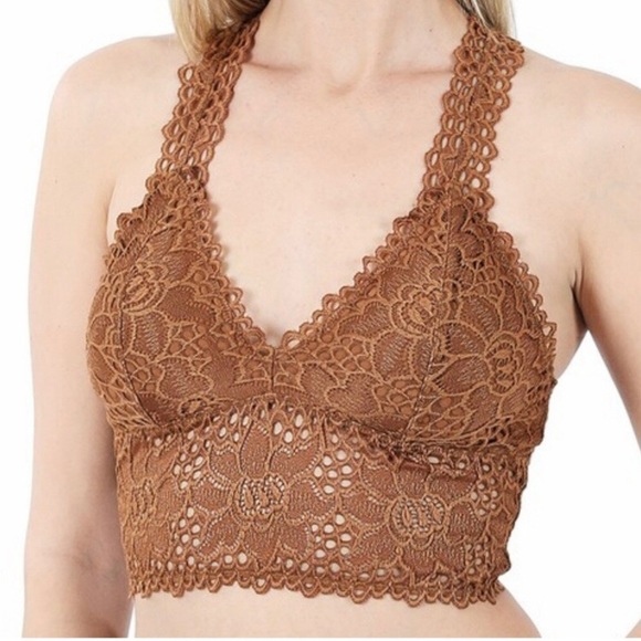 Zenana Outfitters Other - ❗️BLACK FRIDAY SALE Stretch Lace Bralette Removable Bra Pads Deep Camel Color S